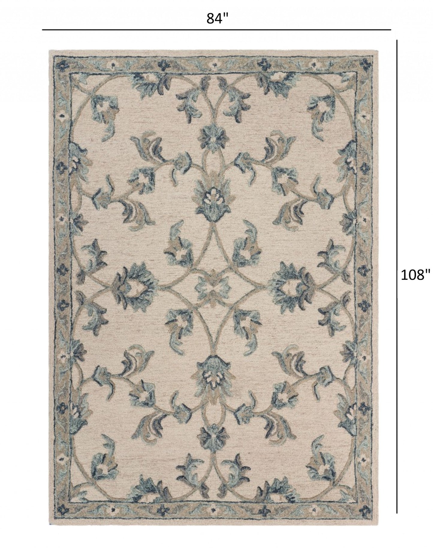 5' X 7' Light Blue Wool Hand Tufted Area Rug