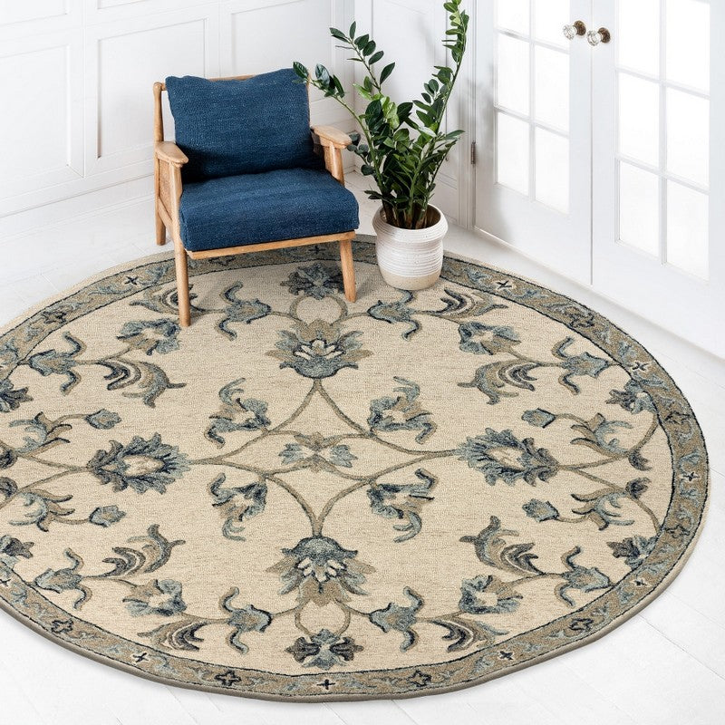 5' X 7' Light Blue Wool Hand Tufted Area Rug