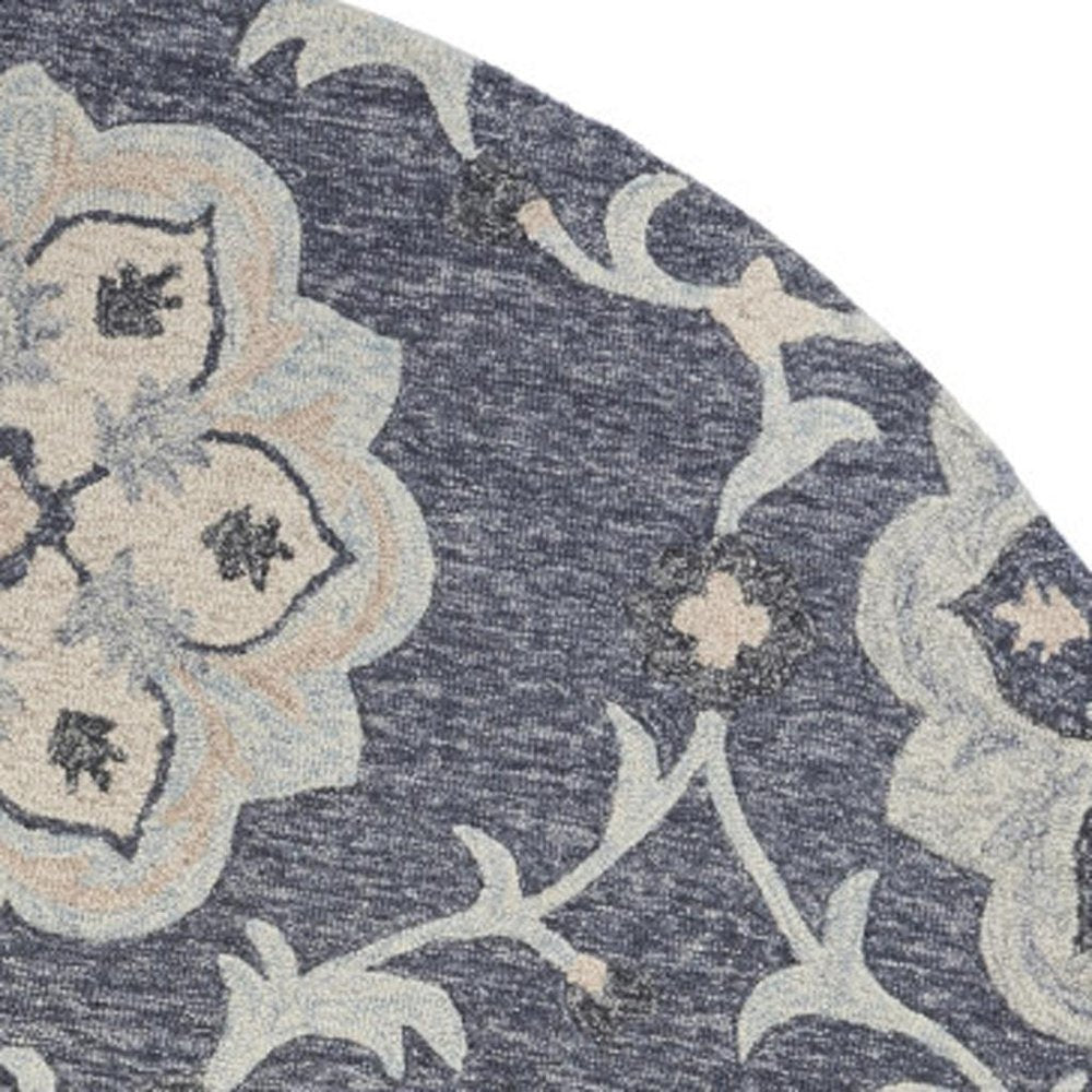 5' X 7' Blue And Gray Wool Hand Tufted Area Rug