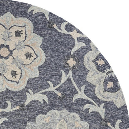 5' X 7' Blue And Gray Wool Hand Tufted Area Rug