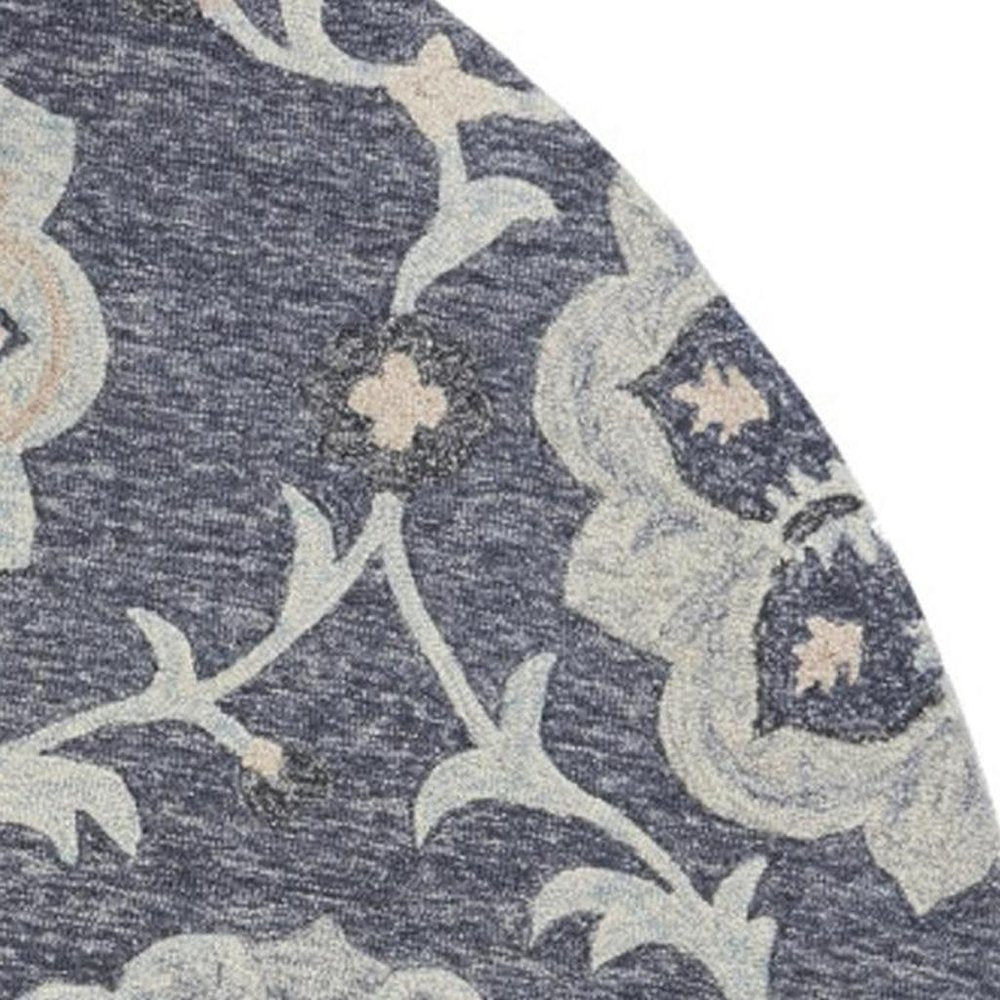 5' X 7' Blue And Gray Wool Hand Tufted Area Rug