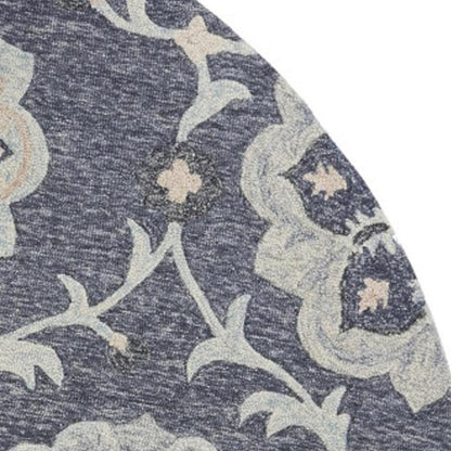 5' X 7' Blue And Gray Wool Hand Tufted Area Rug