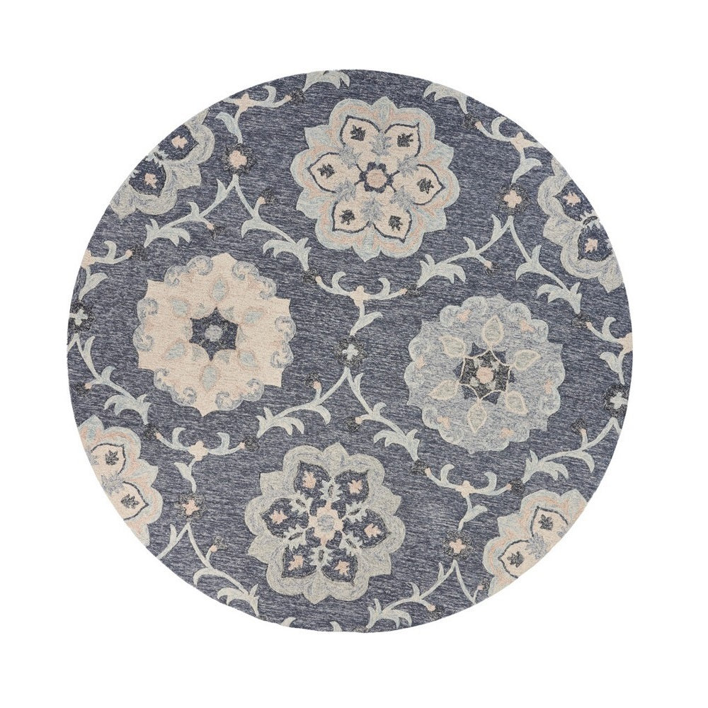7' X 9' Blue And Gray Wool Hand Tufted Area Rug