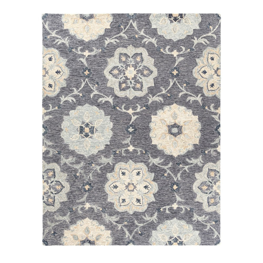5' X 7' Blue And Gray Wool Hand Tufted Area Rug