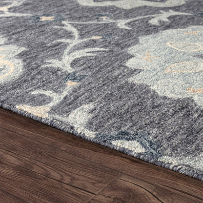 5' X 7' Blue And Gray Wool Hand Tufted Area Rug