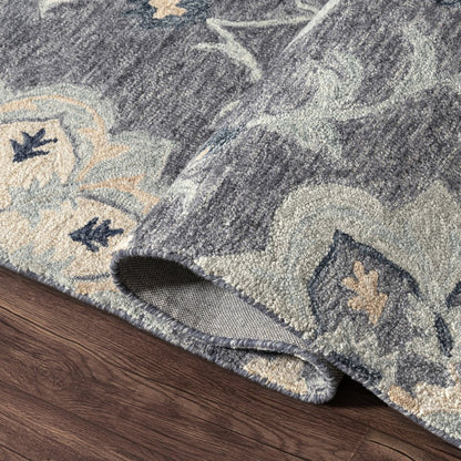 5' X 7' Blue And Gray Wool Hand Tufted Area Rug