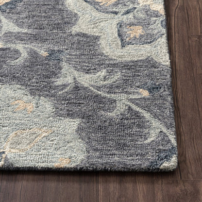 5' X 7' Blue And Gray Wool Hand Tufted Area Rug