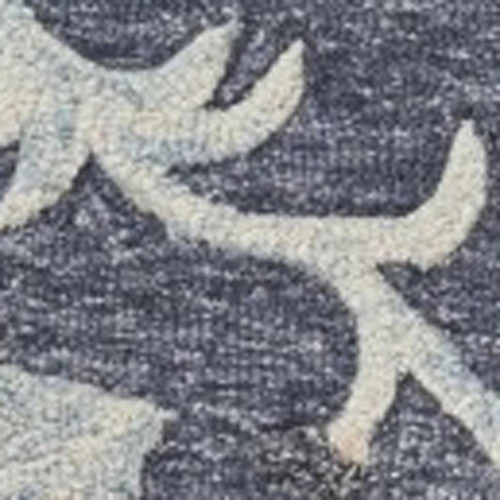 5' Blue And Gray Round Wool Hand Tufted Area Rug