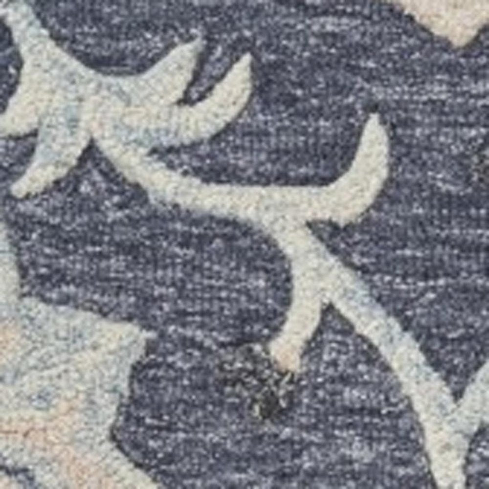 5' X 7' Blue And Gray Wool Hand Tufted Area Rug