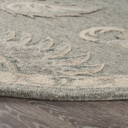 7' X 9' Gray Wool Hand Tufted Area Rug