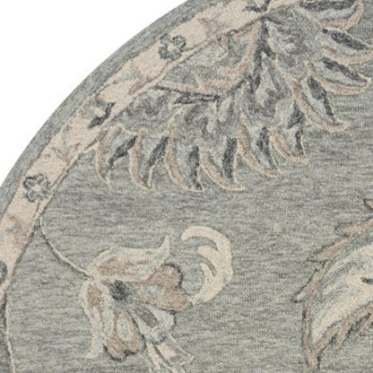 5' Gray Round Wool Hand Tufted Area Rug