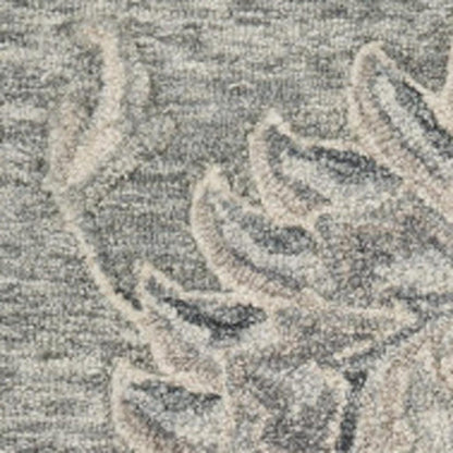 5' Gray Round Wool Hand Tufted Area Rug