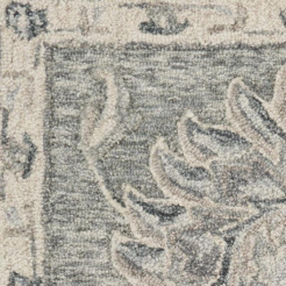 5' Gray Round Wool Hand Tufted Area Rug