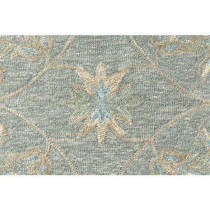 5' Blue And Ivory Round Wool Hand Tufted Area Rug