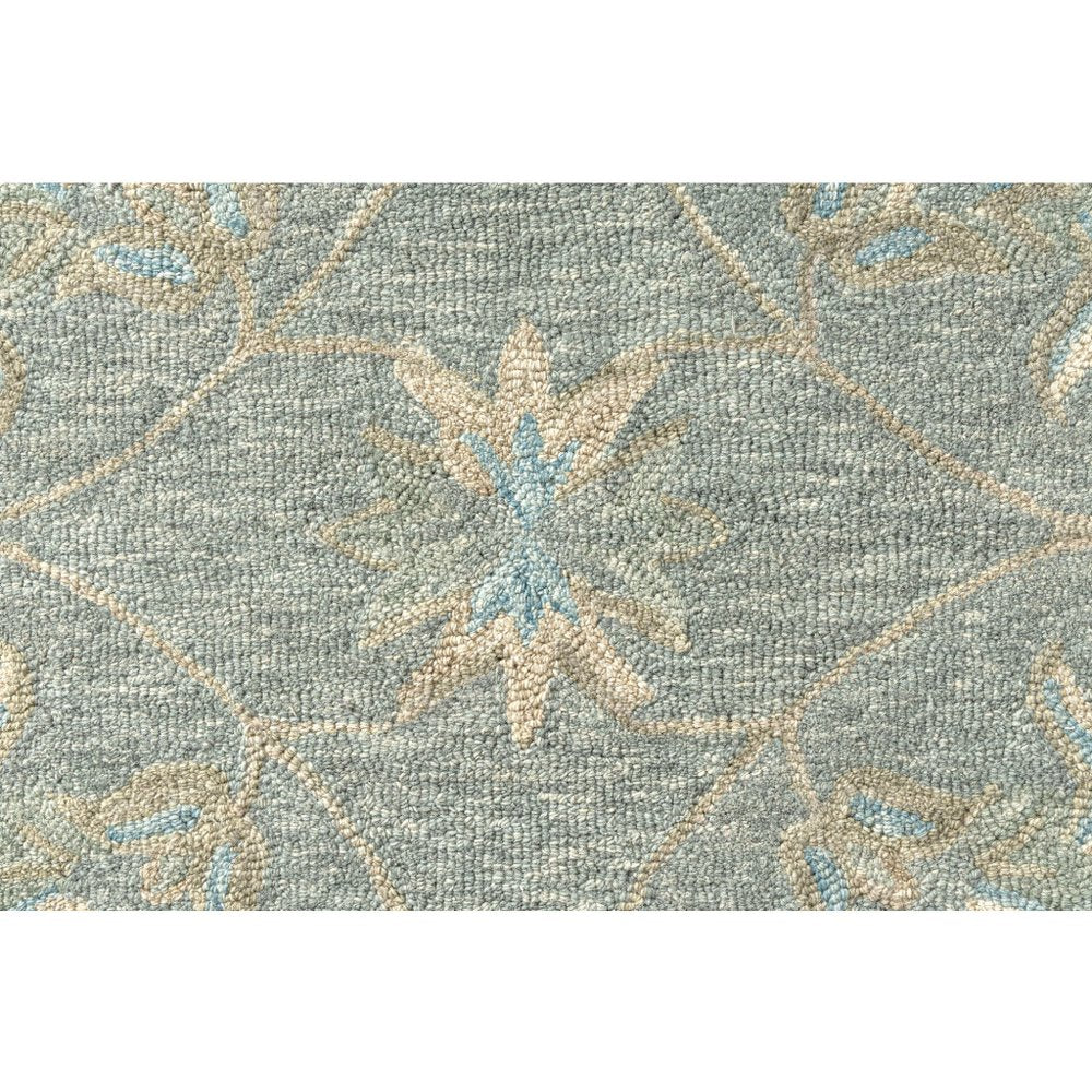 5' Blue And Ivory Round Wool Hand Tufted Area Rug