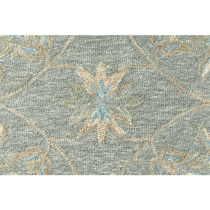 5' Blue And Ivory Round Wool Hand Tufted Area Rug