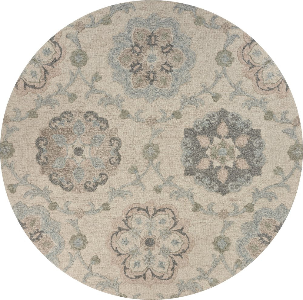 5' X 7' Blue And Ivory Wool Hand Tufted Area Rug