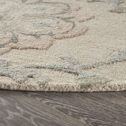 5' X 7' Blue And Ivory Wool Hand Tufted Area Rug