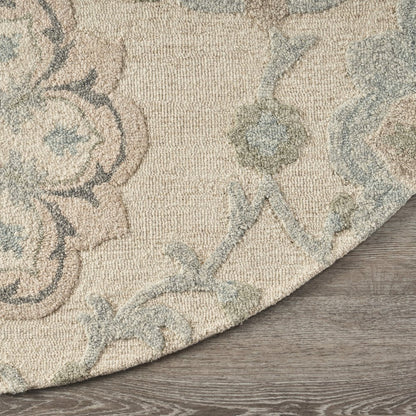 5' X 7' Blue And Ivory Wool Hand Tufted Area Rug