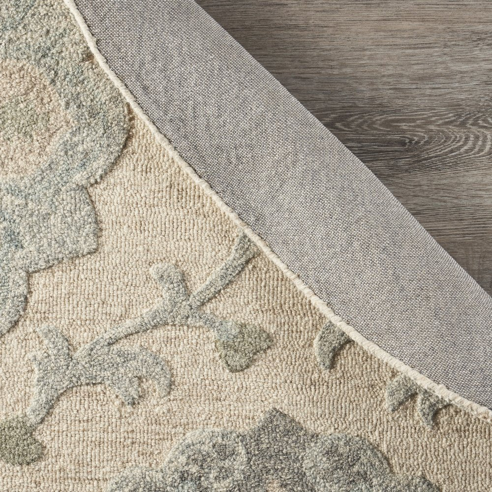 5' X 7' Blue And Ivory Wool Hand Tufted Area Rug