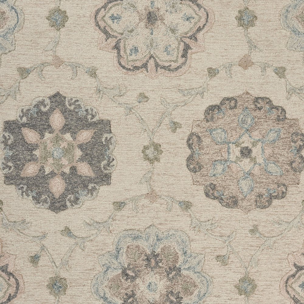 5' X 7' Blue And Ivory Wool Hand Tufted Area Rug
