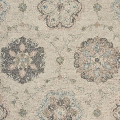 5' X 7' Blue And Ivory Wool Hand Tufted Area Rug