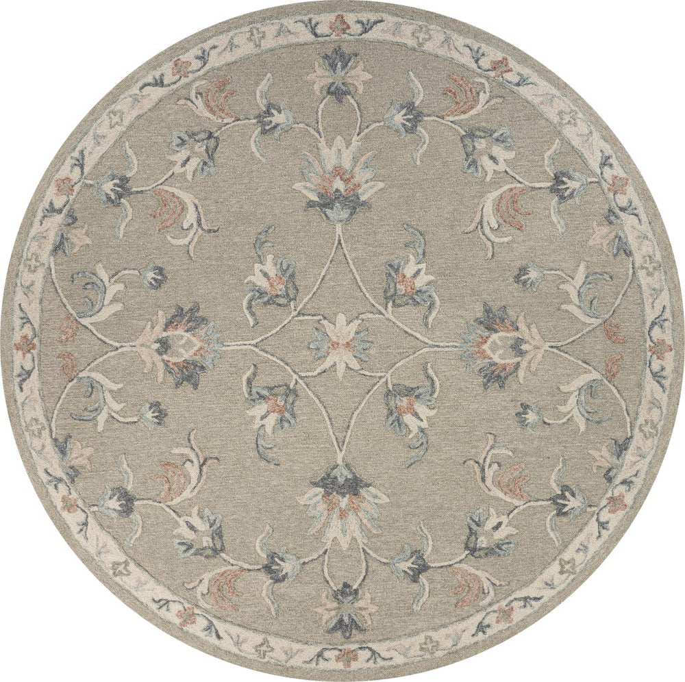 7' Gray Round Wool Hand Tufted Area Rug