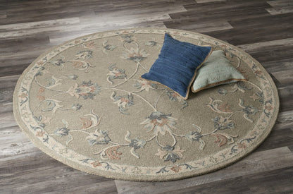 7' Gray Round Wool Hand Tufted Area Rug