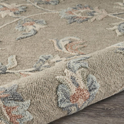 7' X 9' Blue And Silver Wool Hand Tufted Area Rug