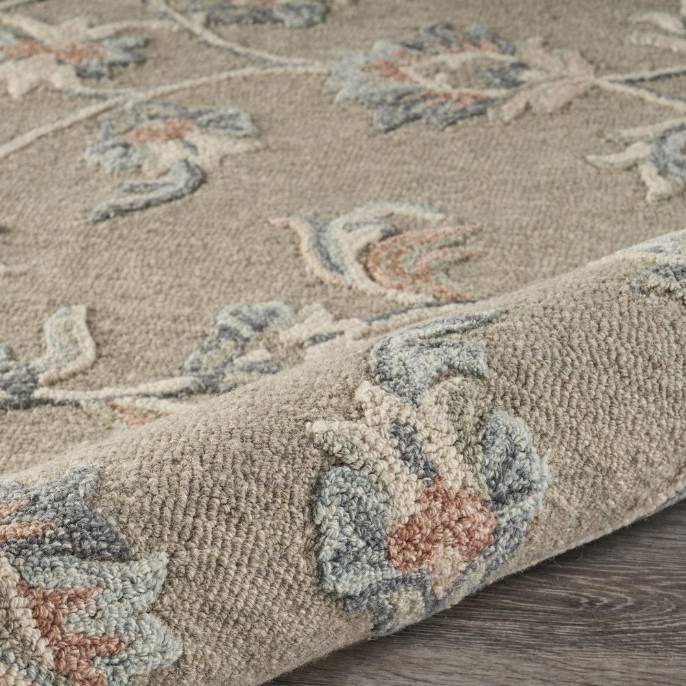 7' X 9' Blue And Silver Wool Hand Tufted Area Rug