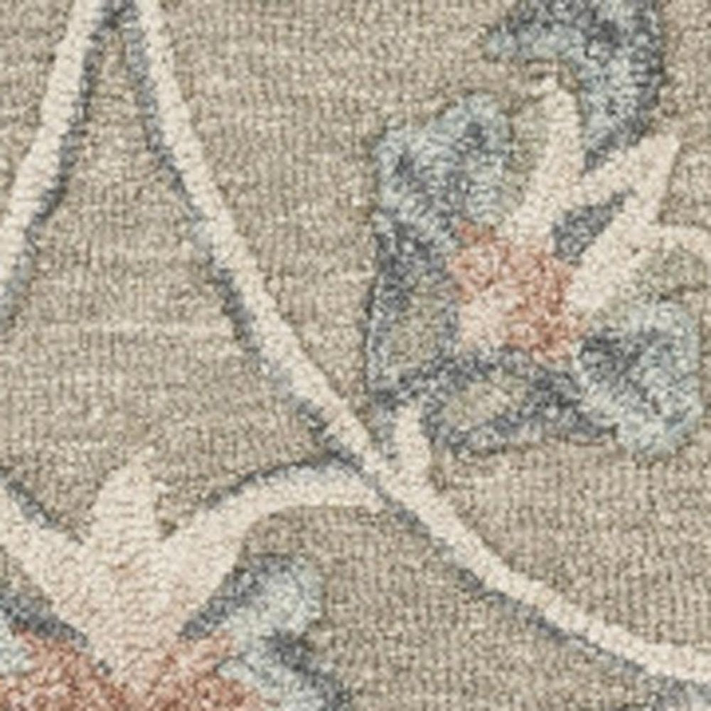 7' Gray Round Wool Hand Tufted Area Rug