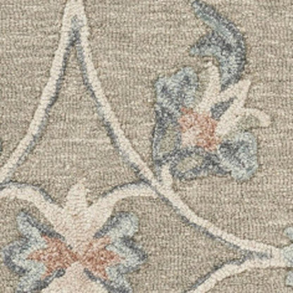 7' Gray Round Wool Hand Tufted Area Rug