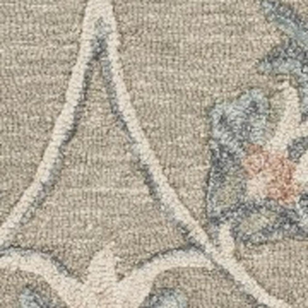 7' Gray Round Wool Hand Tufted Area Rug