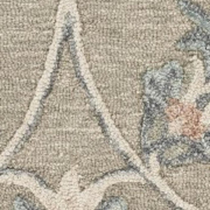 7' Gray Round Wool Hand Tufted Area Rug