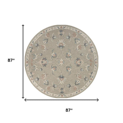 5' Gray Round Wool Hand Tufted Area Rug