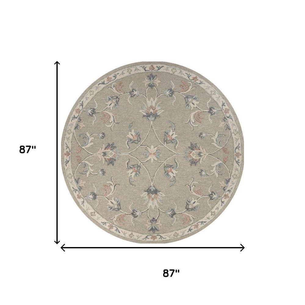 7' X 9' Gray Wool Hand Tufted Area Rug