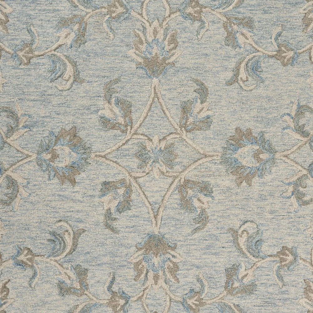 5' X 7' Blue And Ivory Wool Hand Tufted Area Rug