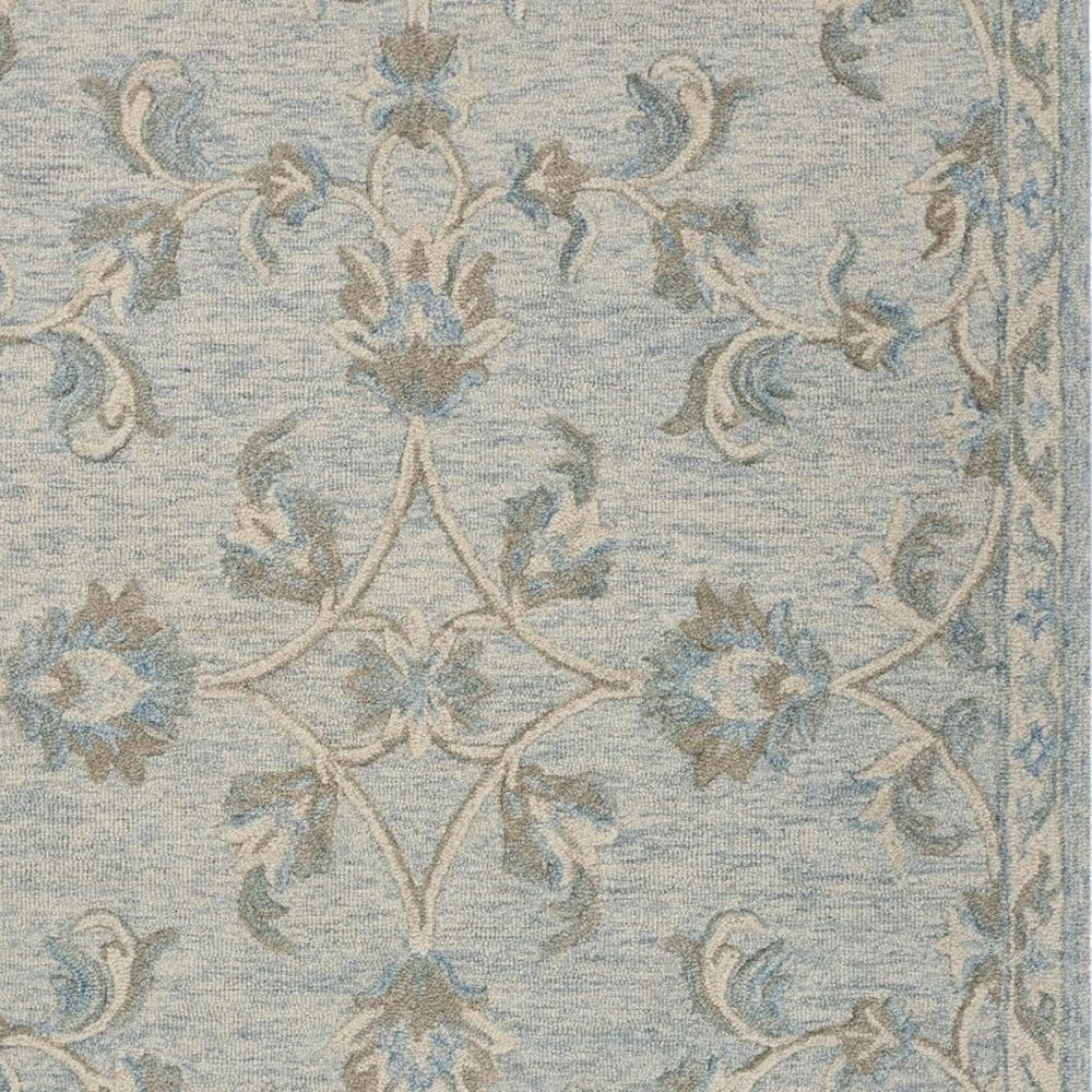 5' X 7' Blue And Ivory Wool Hand Tufted Area Rug