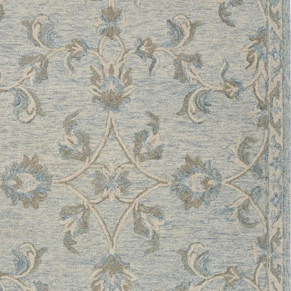 5' X 7' Blue And Ivory Wool Hand Tufted Area Rug