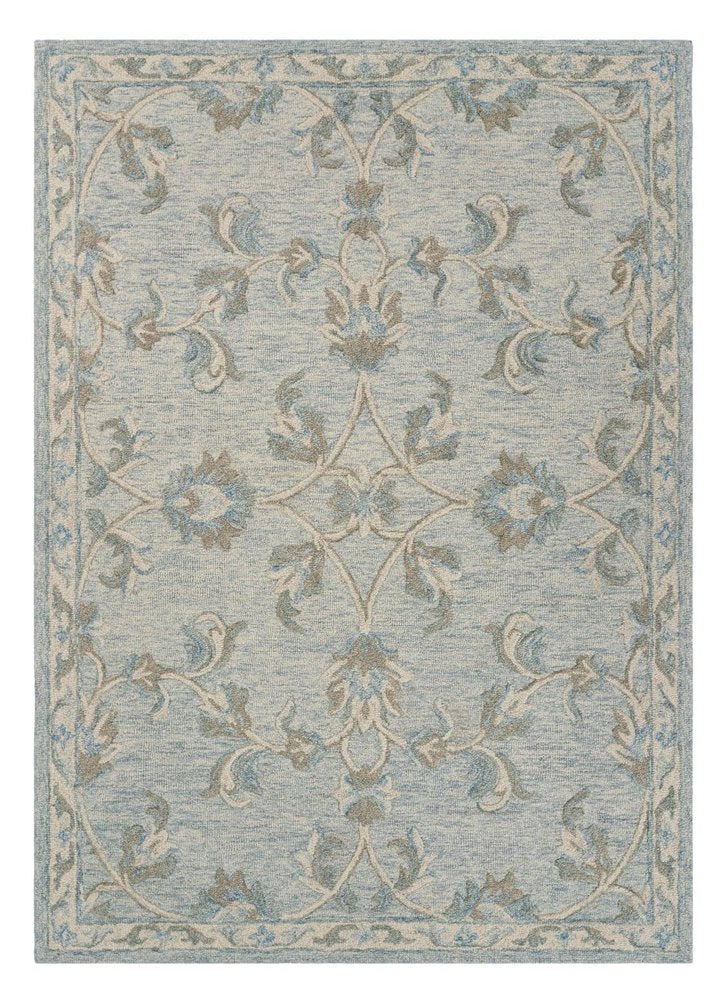 7' Blue And Ivory Round Wool Hand Tufted Area Rug