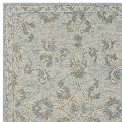 5' X 7' Blue And Ivory Wool Hand Tufted Area Rug