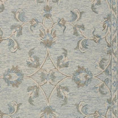 5' X 7' Blue And Ivory Wool Hand Tufted Area Rug