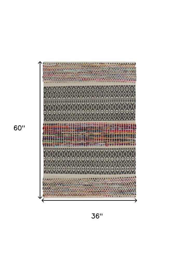 3' x 5' Colorful Traditional Chindi Area Rug