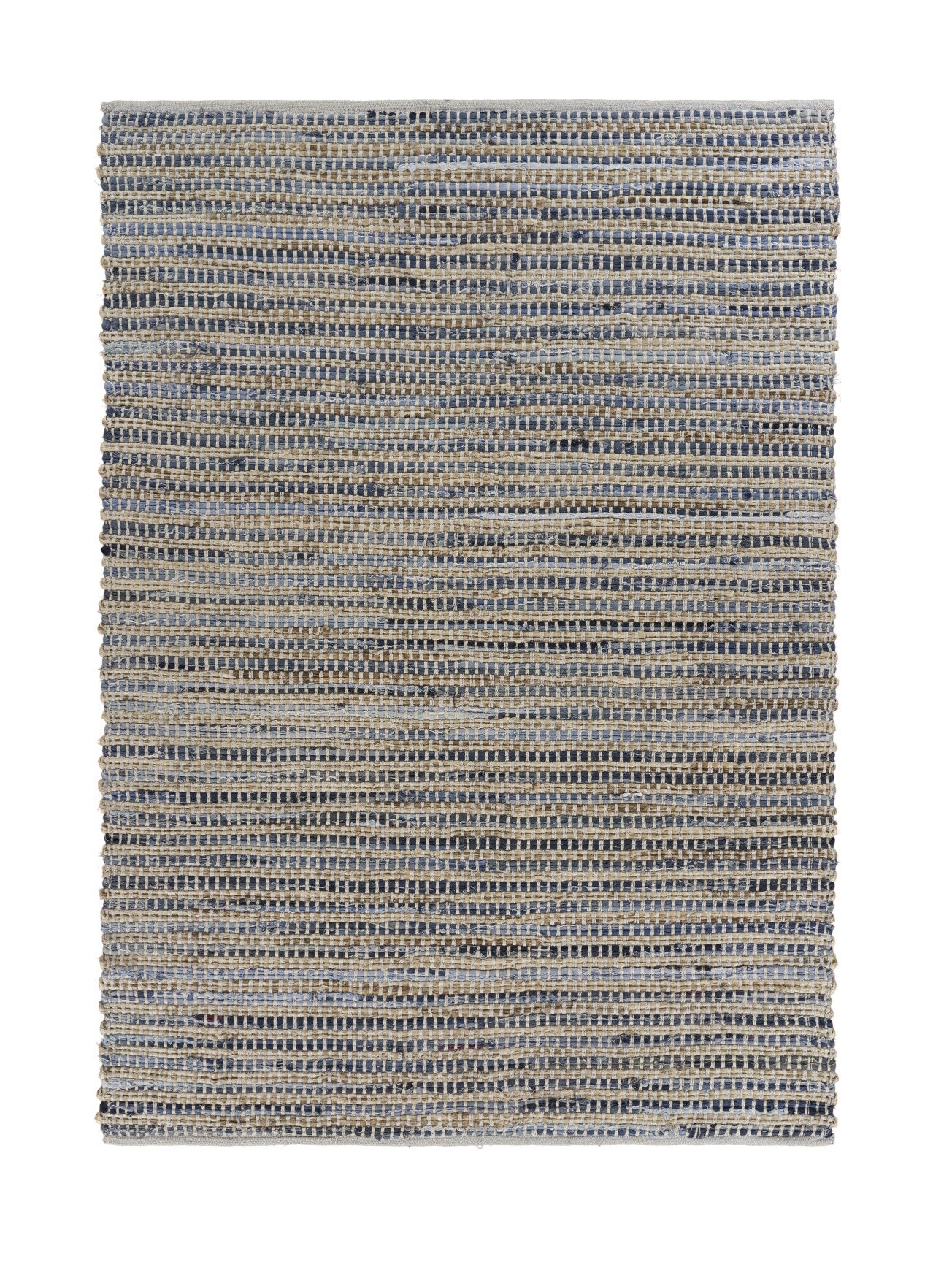 5’ x 7’ Blue and Beige Striped Area Rug