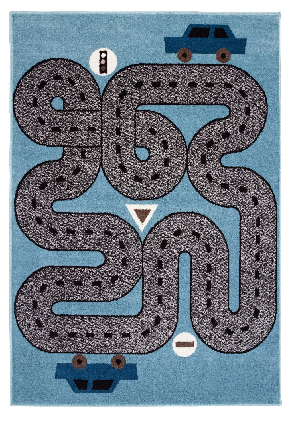 4' X 6' Blue Imaginative Racetrack Area Rug