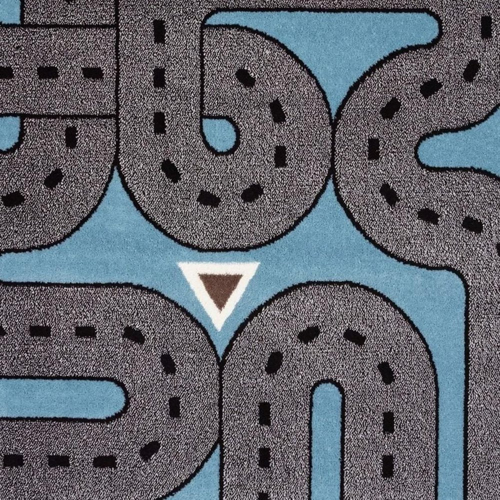 5' Round Blue Imaginative Racetrack Area Rug