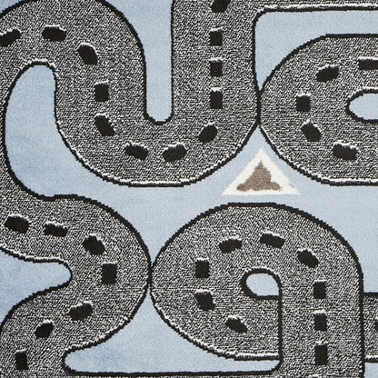 5' Round Blue Imaginative Racetrack Area Rug