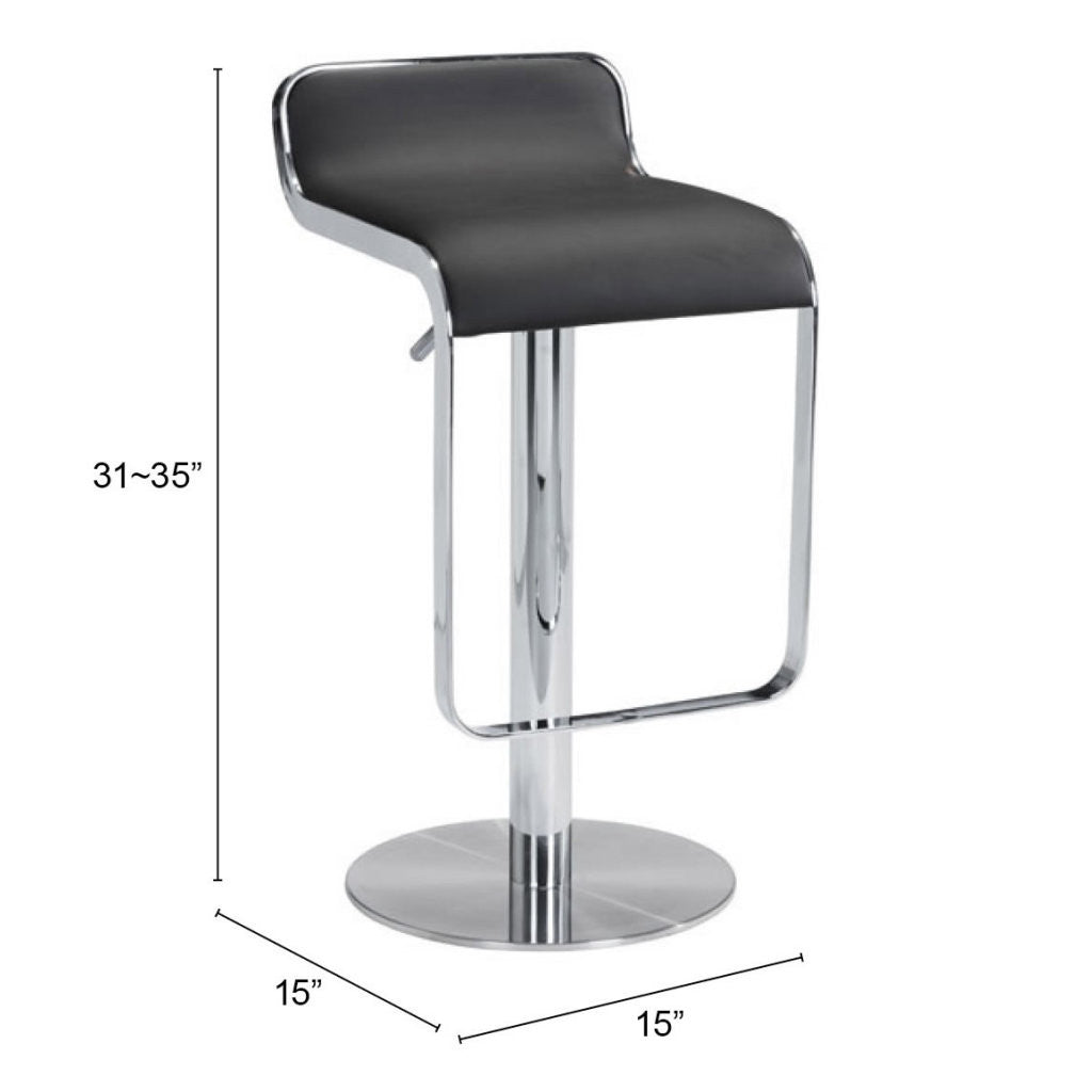 27 " Black And Silver Steel Swivel Backless Adjustable Height Bar Chair