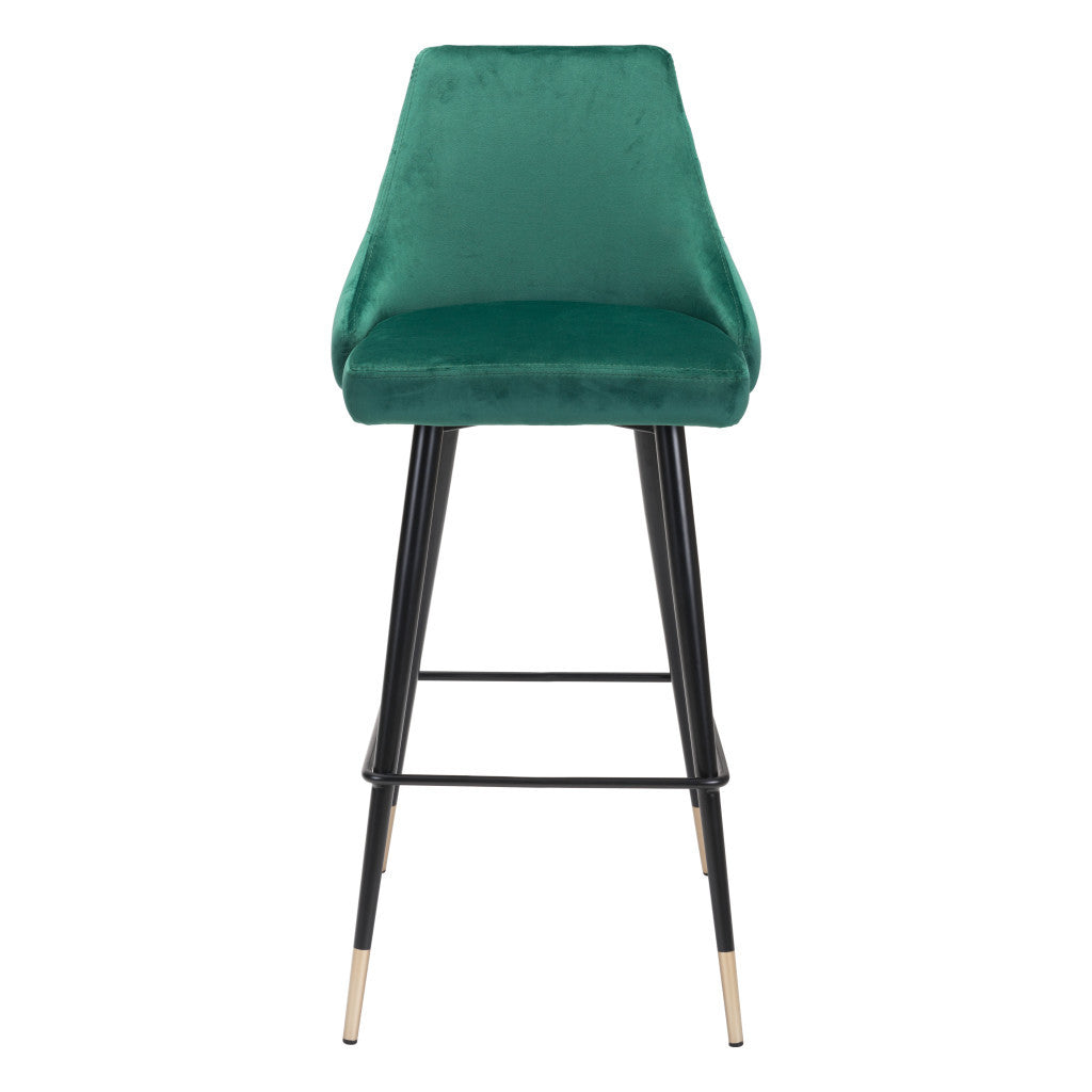 30" Green And Black Steel Low Back Bar Height Bar Chair