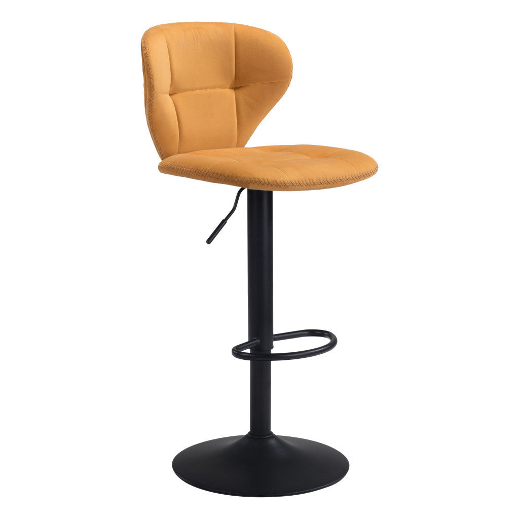 24" Yellow And Black Steel Swivel Low Back Counter Height Bar Chair